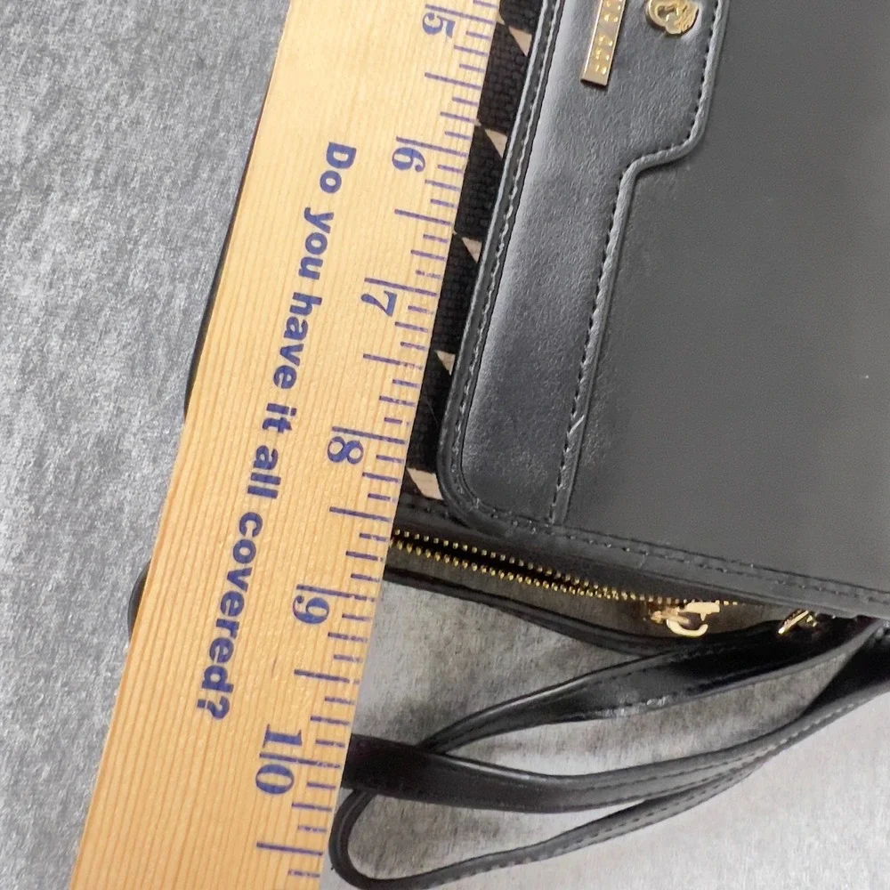 Spartina 449 Crossbody Bag Womens Small Geometric Linen Leather Black Cream Chic